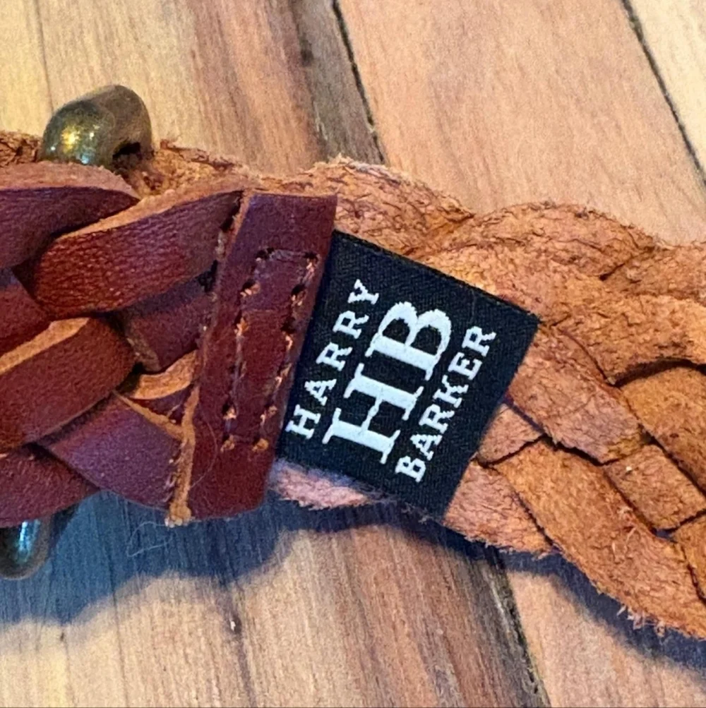 NWT Harry Barker Braided Leather Dog Collar-M
